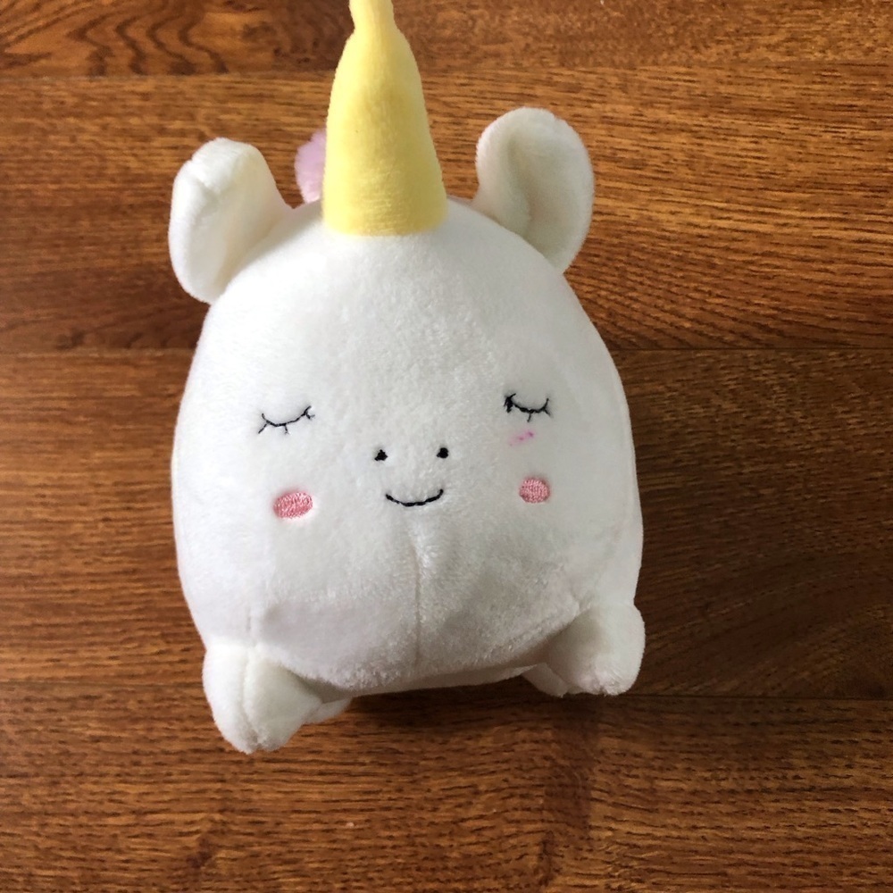 white unicorn plush piggy bank